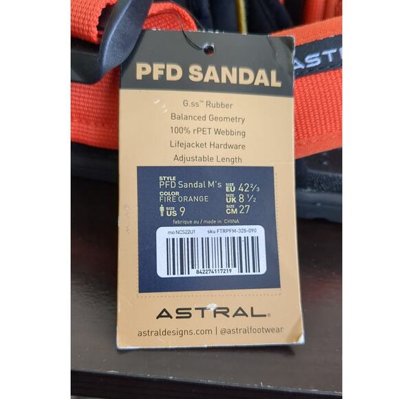 Astral Mens PFD Sandal for Rafting Water Paddling and SUP Fire-Orange-9-NWT-S163 main image 4